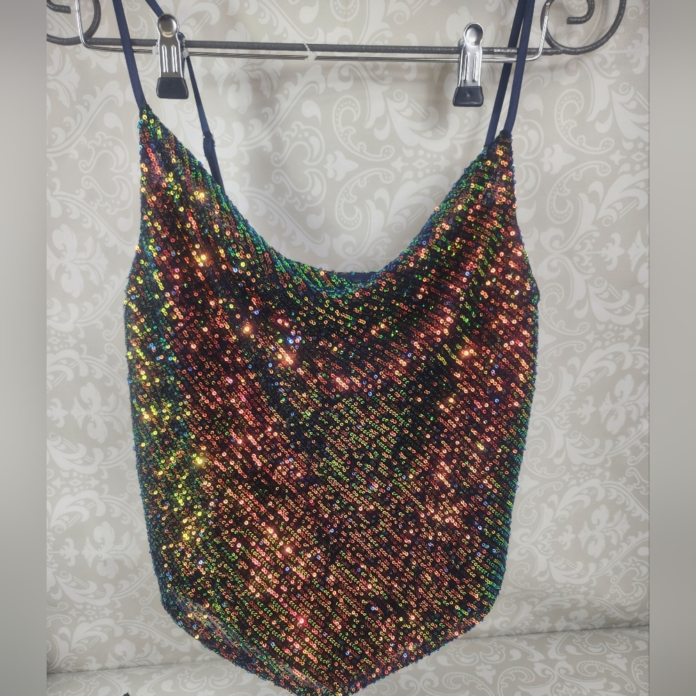Glam Vibrant Sequin Top